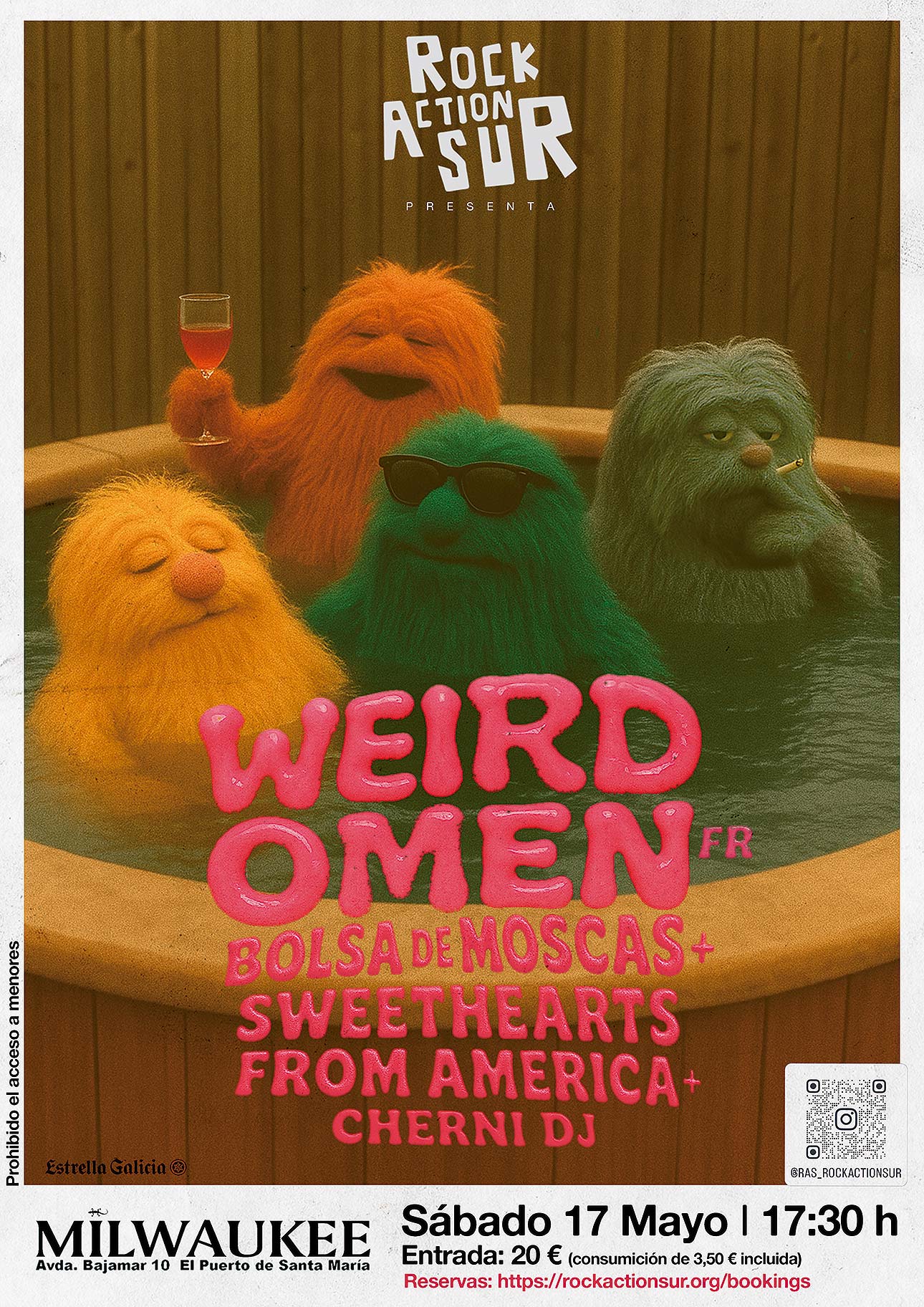 RAS presenta: Weird Omen + Bolsa de Moscas + Sweethearts From America, Sábado 17 de mayo de 2025